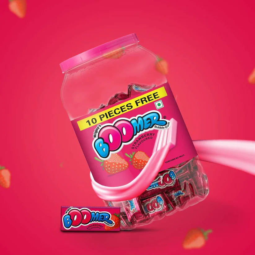 BOOMER Strawberry Flavour Chewing Gum 10 pieces